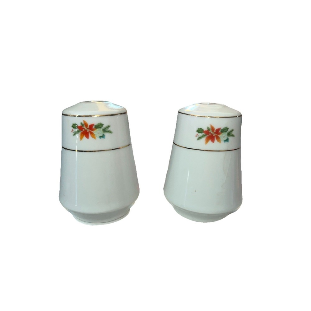 Royal Norfolk Christmas Poinsettia Salt & Pepper Shaker Set